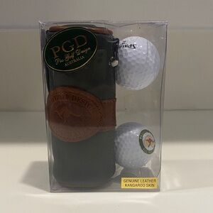 PGD Australia Golf Ball Gift Set with Kangaroo Leather Case and Balls